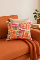 coussin lombaire géométrique abstrait réversible pour salon ou bureau
