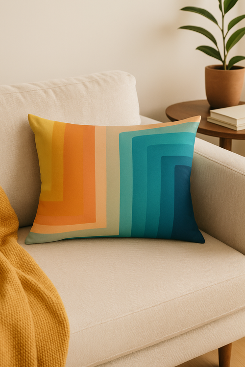 coussin lombaire motif géométrique abstrait double face décoratif - vue 3 sur 2