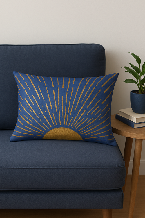coussin lombaire motif géométrique abstrait double face décoratif - vue 2 sur 2