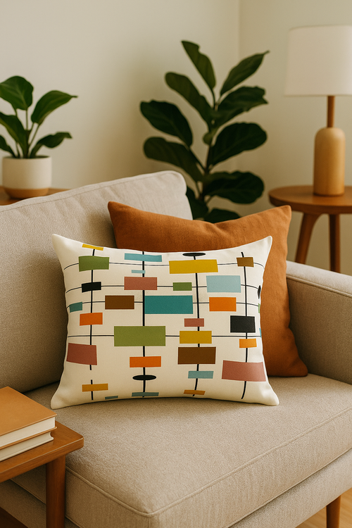 coussin lombaire motif géométrique abstrait réversible décoratif - vue 3 sur 2