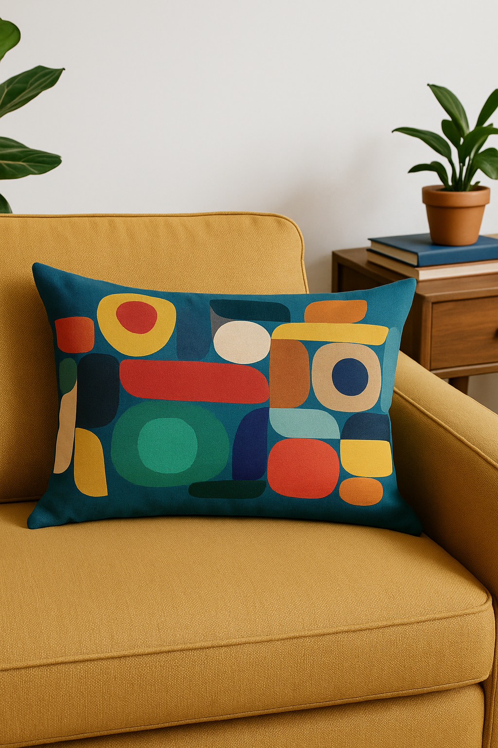 coussin lombaire motif géométrique abstrait réversible décoratif - vue 2 sur 2