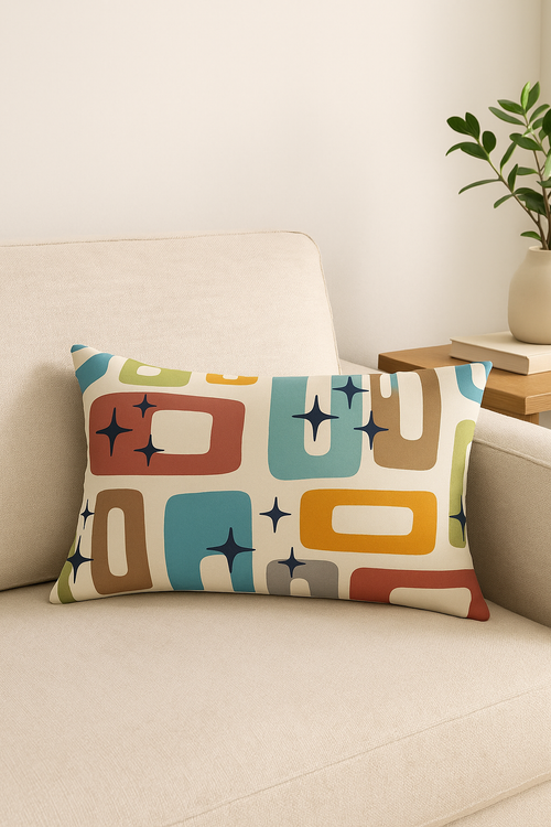 coussin lombaire motif géométrique abstrait réversible pour décoration intérieure - vue 2 sur 2