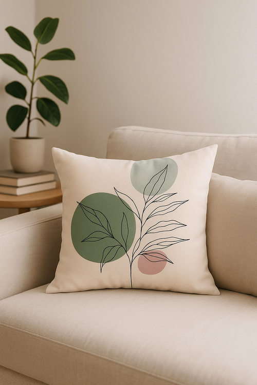 coussin motif plante verte housse de coussin confortable décoratif - vue 2 sur 2