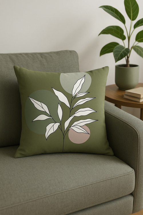 coussin motif plante verte housse de coussin confortable décoratif - vue 2 sur 2