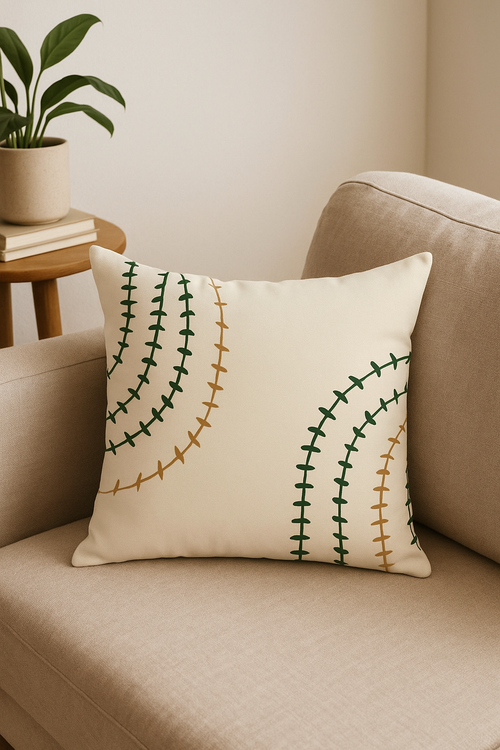 coussin vert à motif végétal pour un intérieur élégant et confortable - vue 2 sur 2