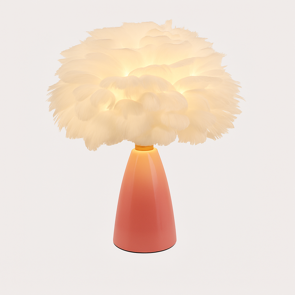 Creative Nordic desk lamp, warm bedroom feather lamp, fashionable and simple study ceramic decorative lamp - vue 1 sur 7