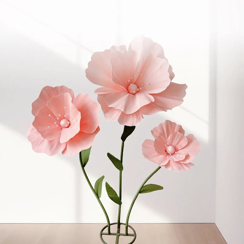 décoration mariage ensemble fleurs artificielles pavot géant pour scène