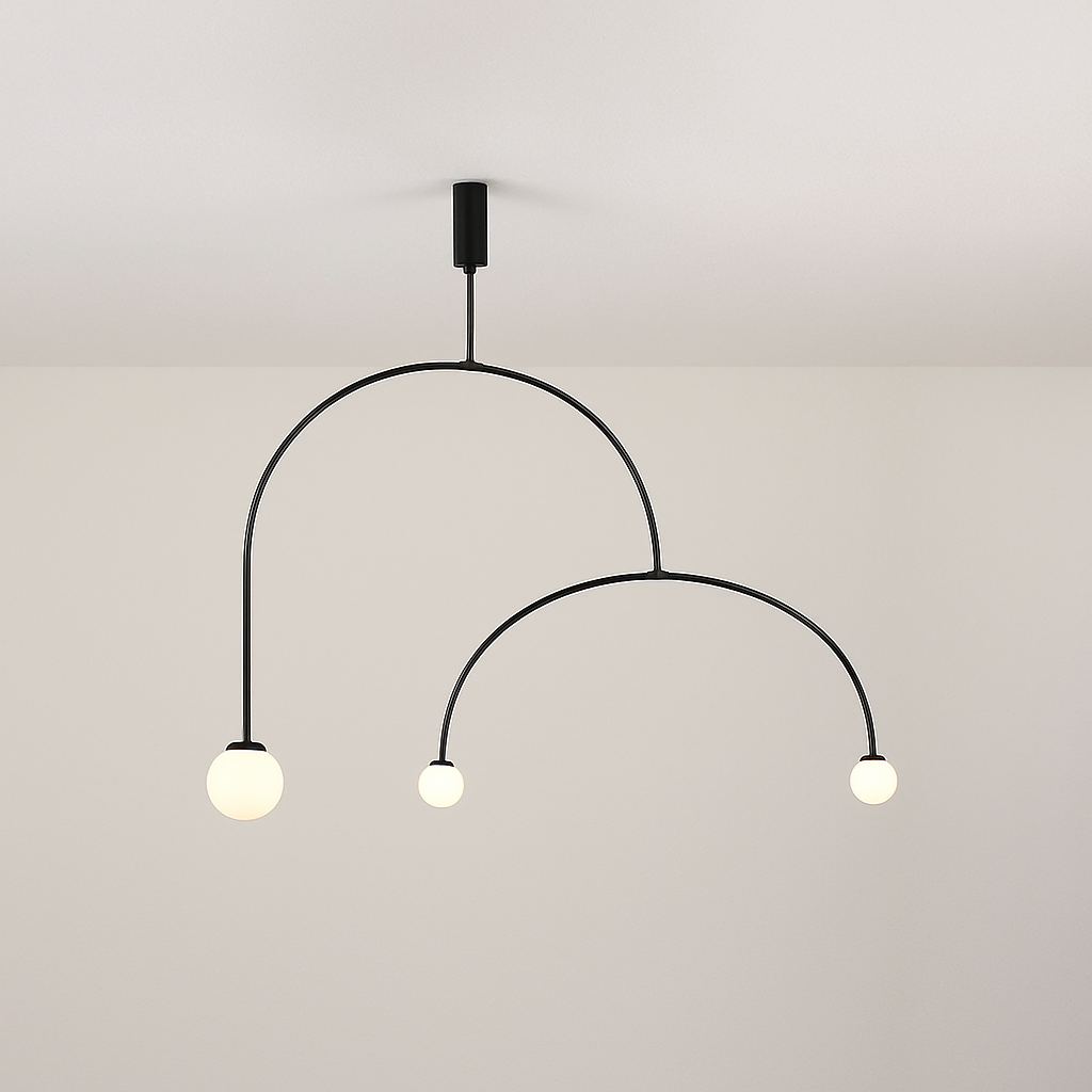 Danmark Geometric Line Chandelier Nordic Arc Suspension Lamp Ceiling Hanging Fxiture for Living Room,Dining Room - vue 3 sur 14