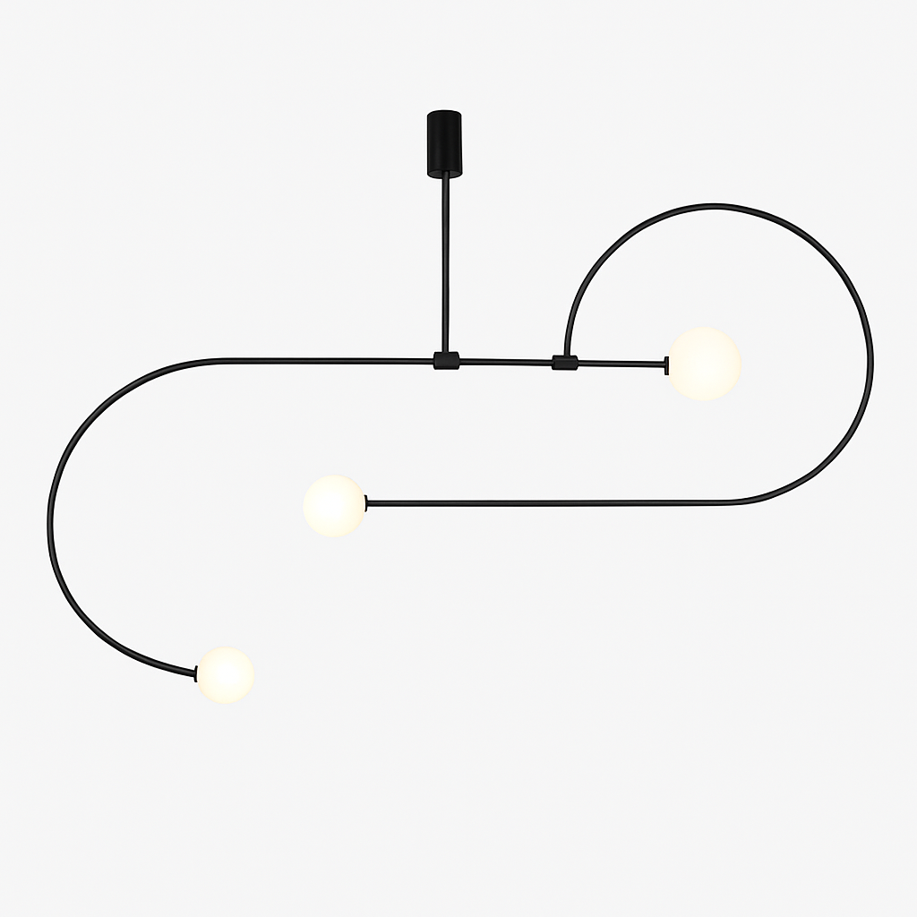 Danmark Geometric Line Chandelier Nordic Arc Suspension Lamp Ceiling Hanging Fxiture for Living Room,Dining Room - vue 4 sur 14
