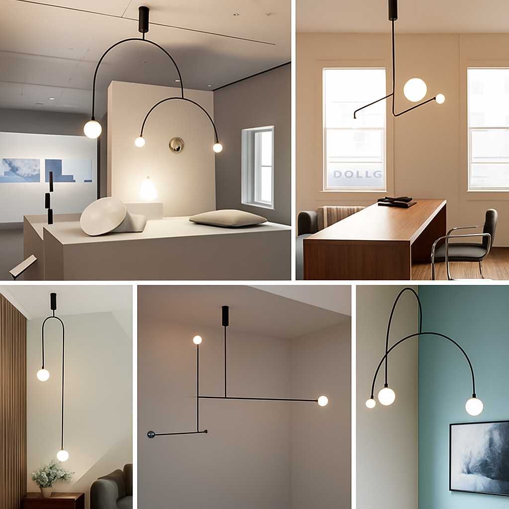 Danmark Geometric Line Chandelier Nordic Arc Suspension Lamp Ceiling Hanging Fxiture for Living Room,Dining Room - vue 6 sur 14