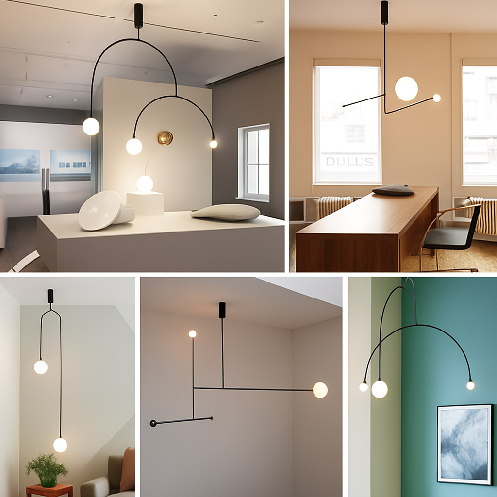 Danmark Geometric Line Chandelier Nordic Arc Suspension Lamp Ceiling Hanging Fxiture for Living Room,Dining Room - vue 6 sur 14