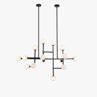 Lustre Design LED Hôtel Hall Foyer Salle à manger Or Métal Éclairage 15 Verre Blanc G9 Ampoule Art Déco
