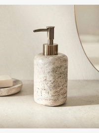 distributeur de liquide rechargeable en marbre travertin naturel