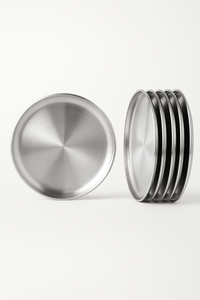 Ensemble 6 assiettes inox rondes barbecue cuisine