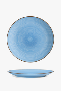 Ensemble assiettes grès motifs géométriques service complet