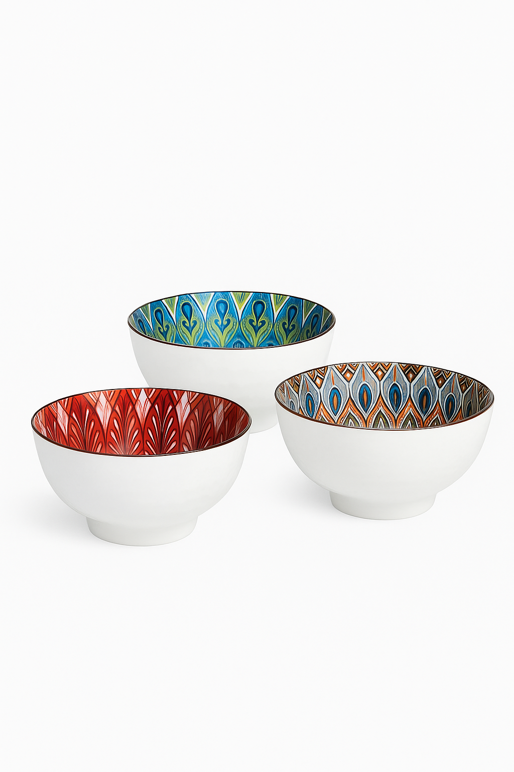 Ensemble bols ceramique motif floral boheme 115mm - vue 2 sur 2