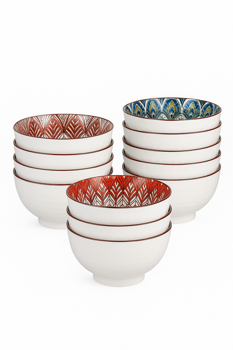 Ensemble bols ceramique motif floral boheme cuisine