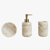 ensemble d'accessoires en travertin wabi-sabi pour salle de bain