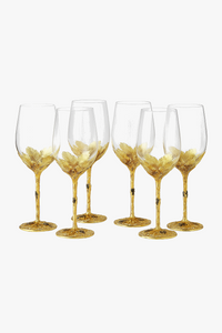 Ensemble verres vin cristal émaillé motifs décoratifs élégant