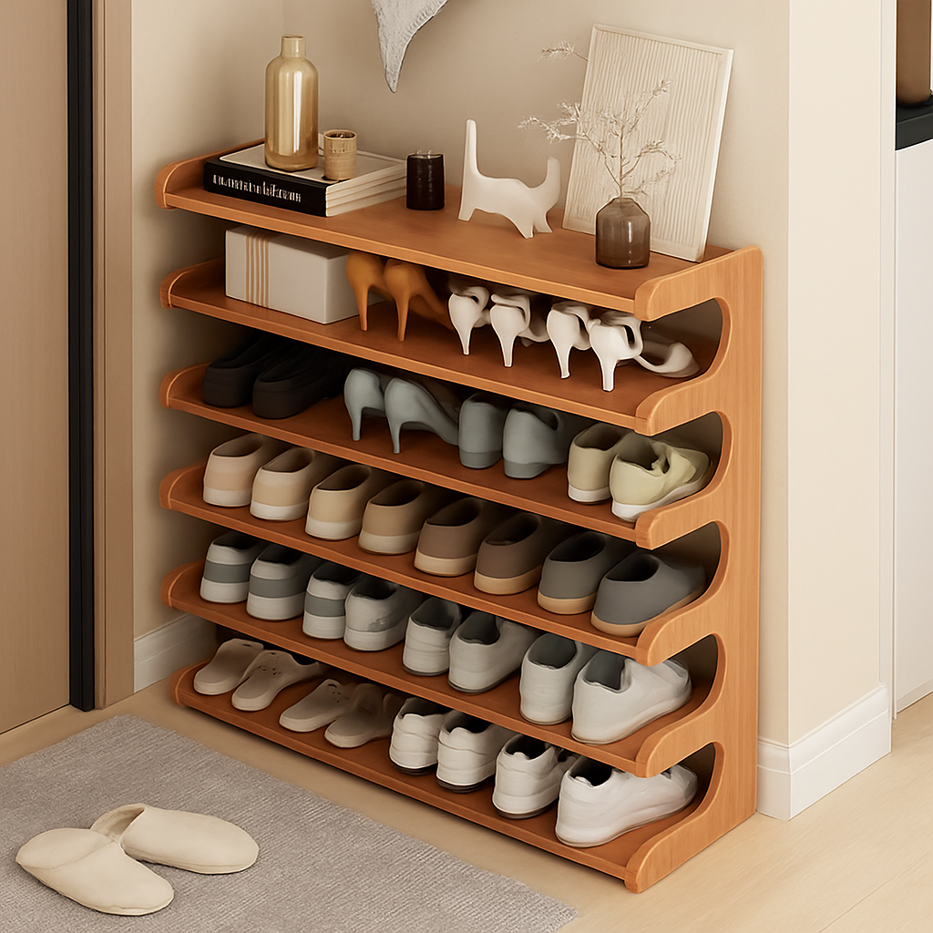etagere de rangement a chaussures en bois multicouches resistente à lhumidité - vue 2 sur 11
