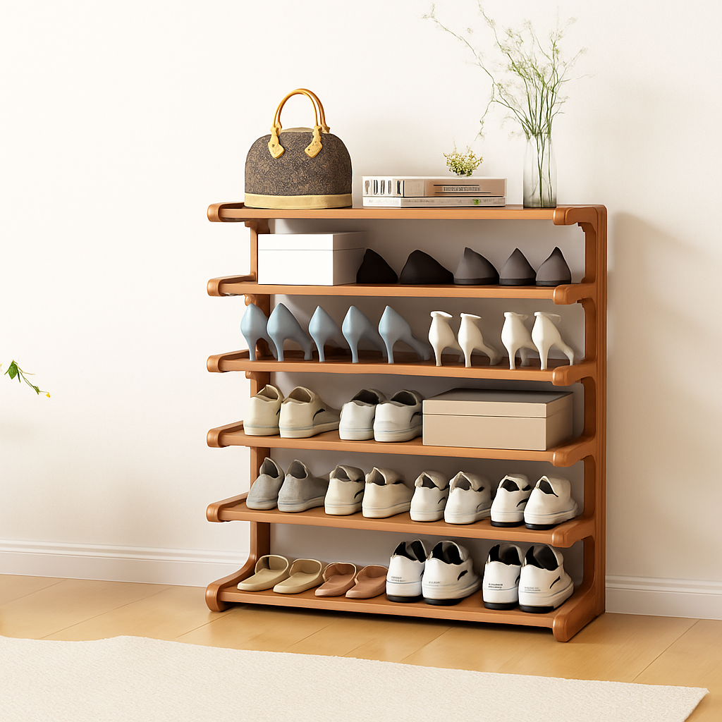 etagere de rangement a chaussures en bois multicouches resistente à lhumidité - vue 8 sur 11