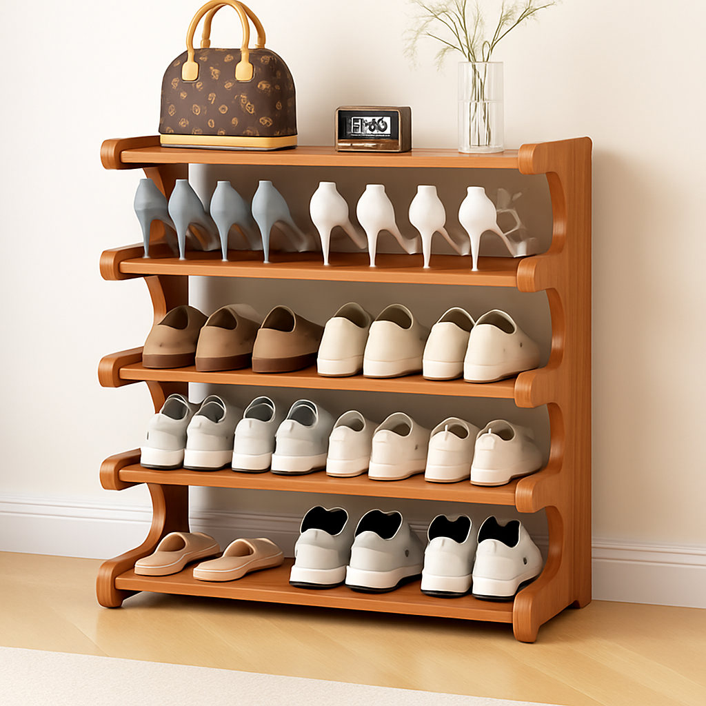 etagere de rangement a chaussures en bois multicouches resistente à lhumidité - vue 10 sur 11