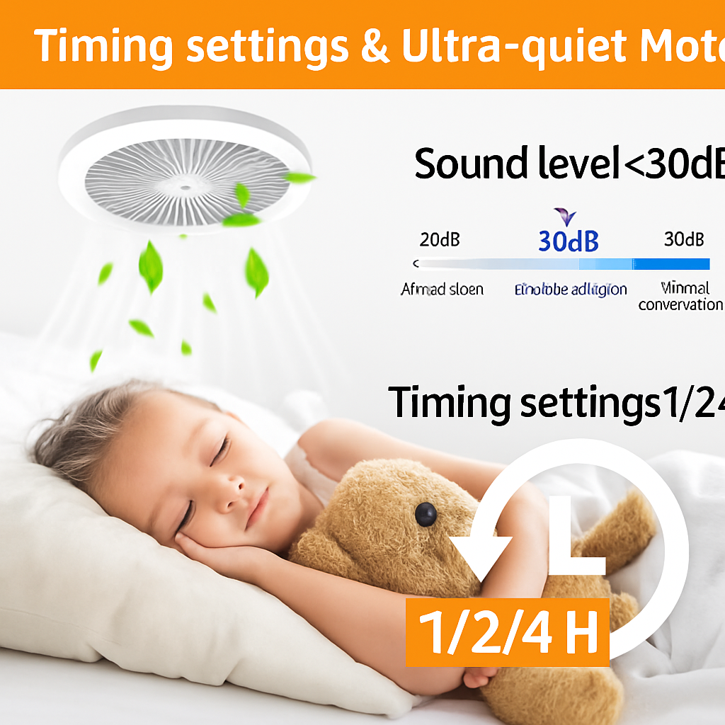 Fan Luster Silent Ceiling Fan Light with Remote Lamp E27 Control Bedroom Living, Home Lighting Source, Ac85-265v  Ceiling Fan - vue 3 sur 8