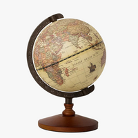 globe terrestre éducatif avec base en bois rétro pour décoration