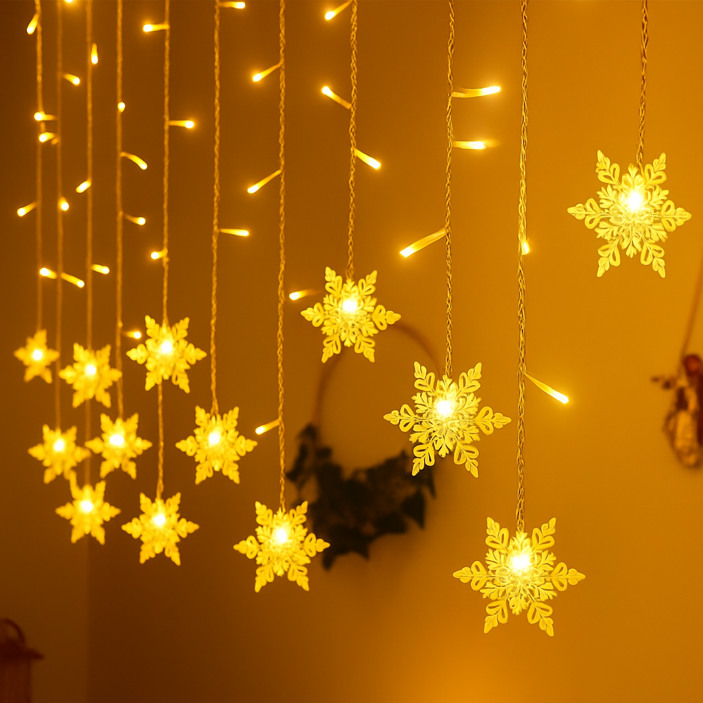 guirlande lumineuse led flocons de neige pour Noël et fêtes - vue 3 sur 11