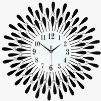 horloge murale 3D en cristal moderne silencieuse décoration intérieure