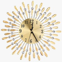 horloge murale 3d grande taille style soleil avec strass brillants