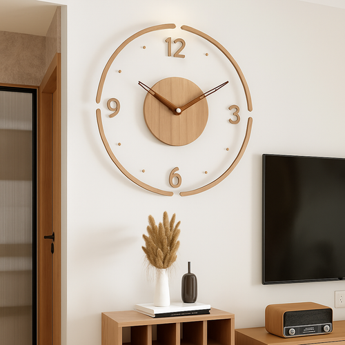 horloge murale créative en bois style nordique silencieuse et moderne - vue 2 sur 7