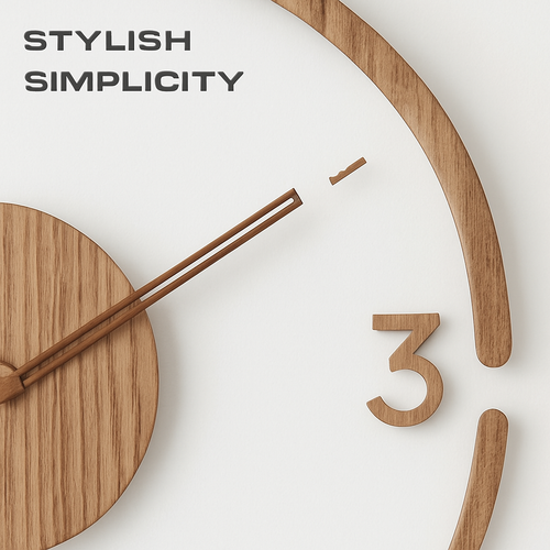 horloge murale créative en bois style nordique silencieuse et moderne - vue 3 sur 7