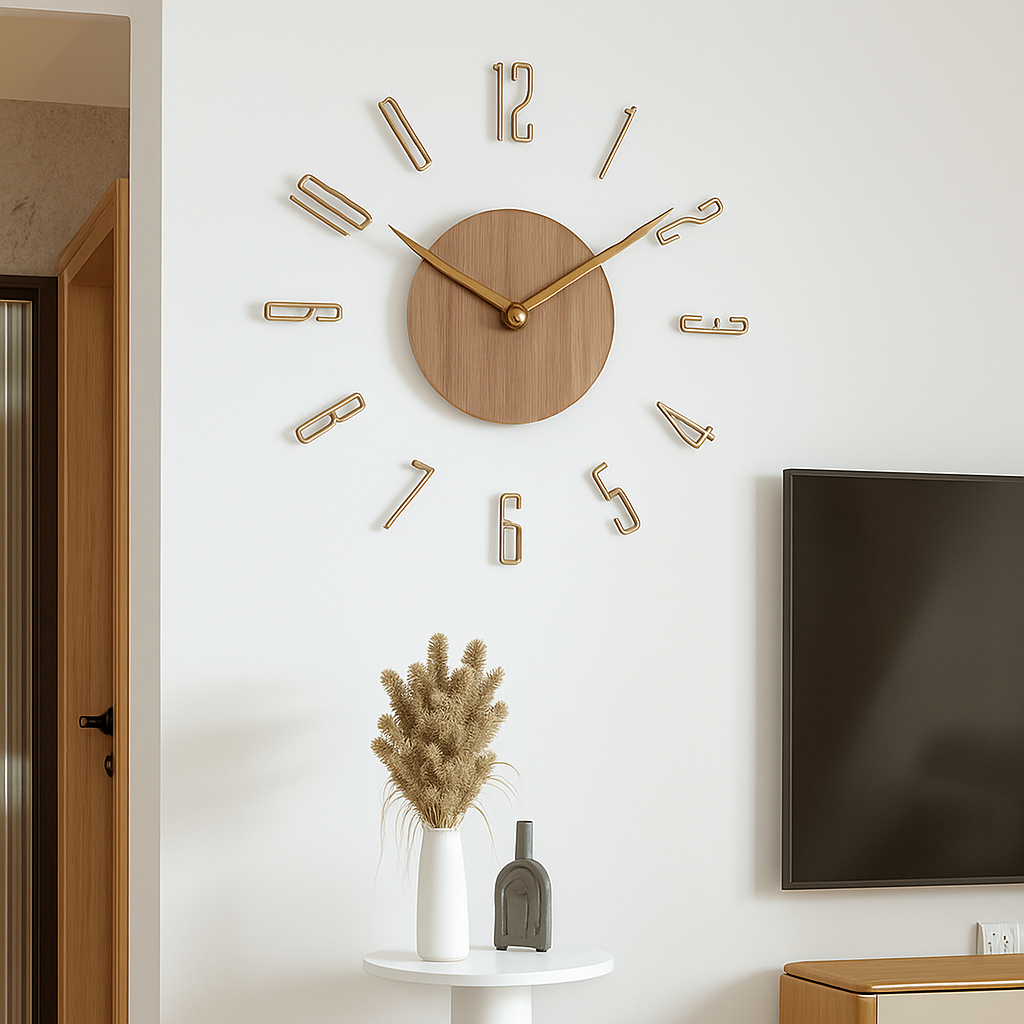 horloge murale créative en bois style nordique silencieuse et moderne - vue 4 sur 7