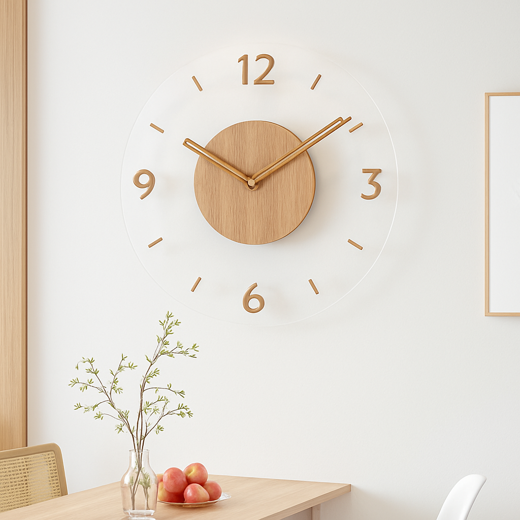 horloge murale créative en bois style nordique silencieuse et moderne - vue 5 sur 7