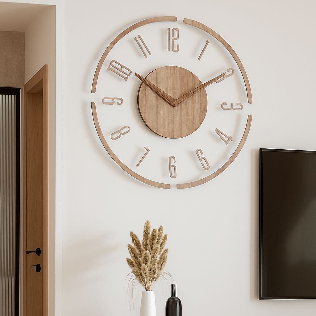 horloge murale créative en bois style nordique silencieuse et moderne - vue 6 sur 7