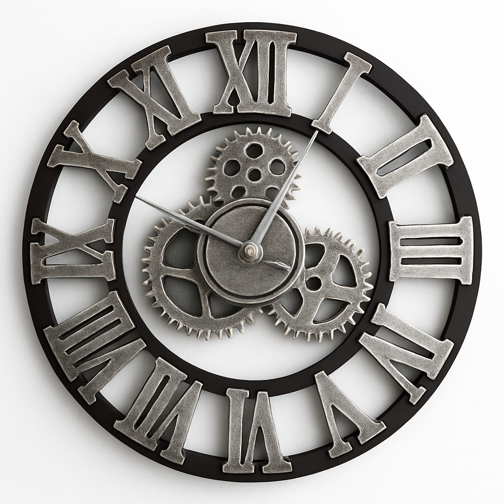 horloge murale à engrenages décorative style industriel moderne - vue 10 sur 10