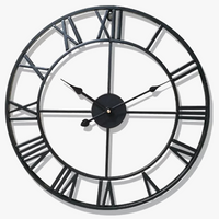 horloge murale moderne rétro en métal avec chiffres romains silencieuse