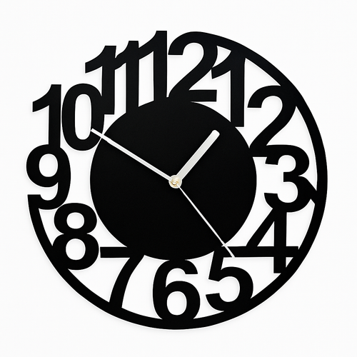 Horloge murale moderne ronde noire 30cm - vue 2 sur 3