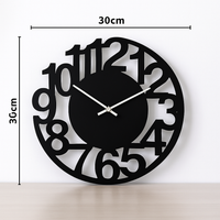 Horloge murale moderne ronde noire 30cm