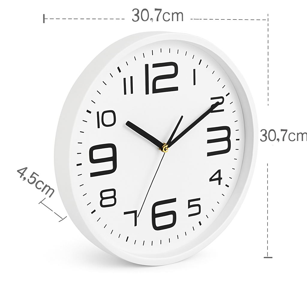 Horloge murale ronde design avec chiffres colorés 30cm Brief - vue 7 sur 7