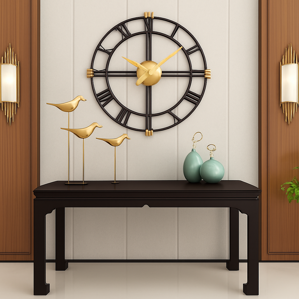 Horloge murale ronde en métal industriel 50cm Restaurant - vue 3 sur 5