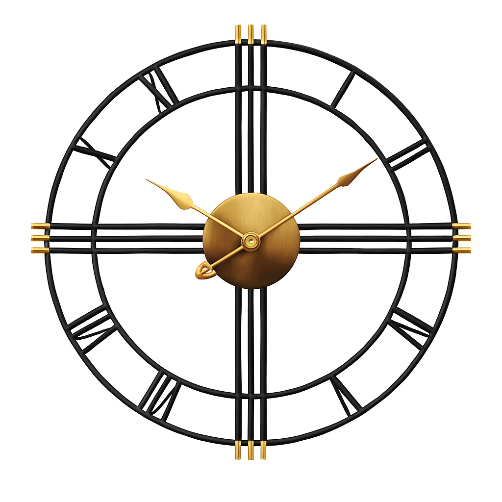 Horloge murale ronde en métal industriel 50cm Restaurant - vue 4 sur 5