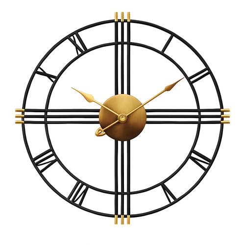 Horloge murale ronde en métal industriel 50cm Restaurant - vue 4 sur 5