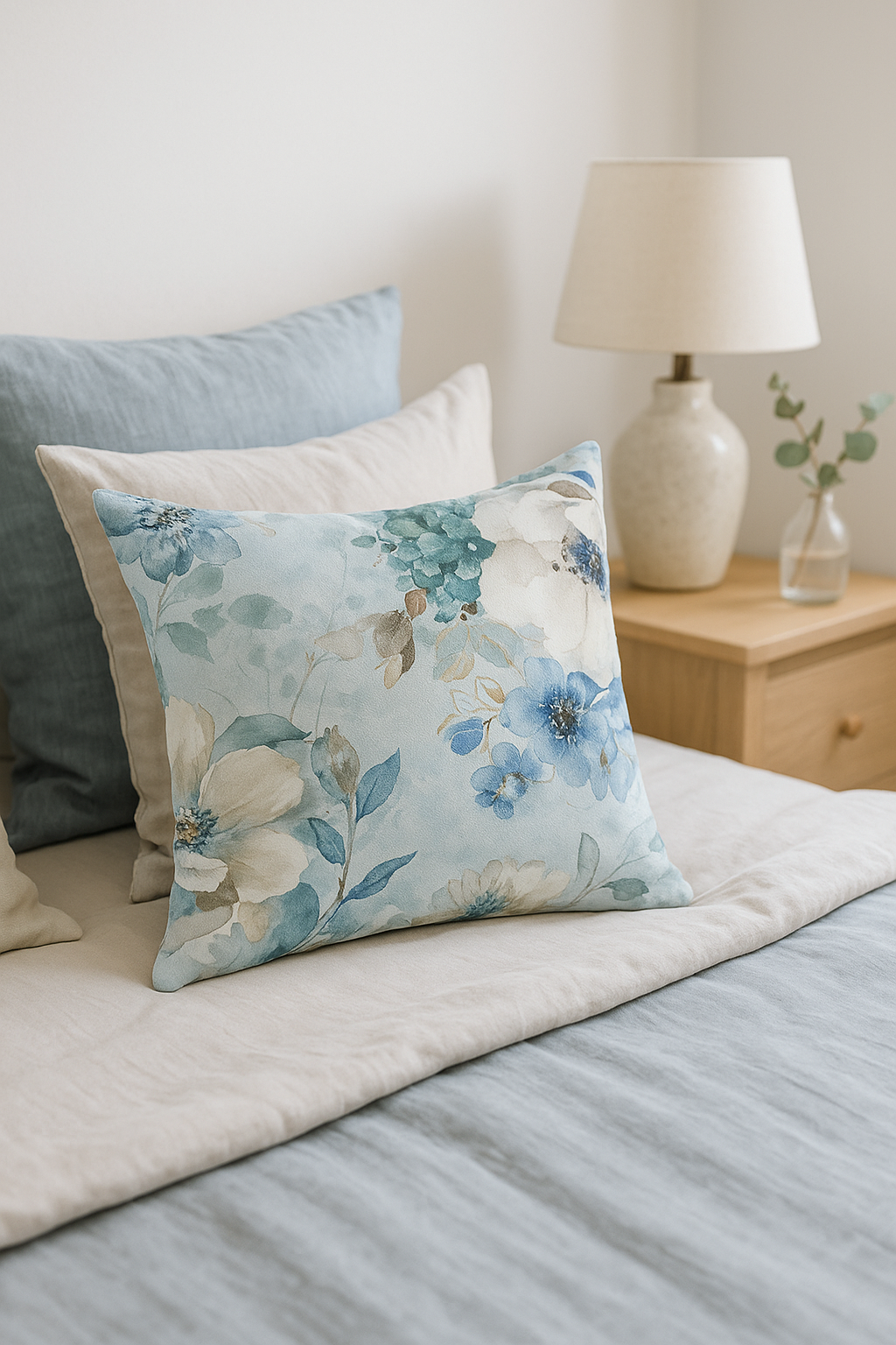 housse de coussin à motif floral feuilles de ginkgo - vue 2 sur 2