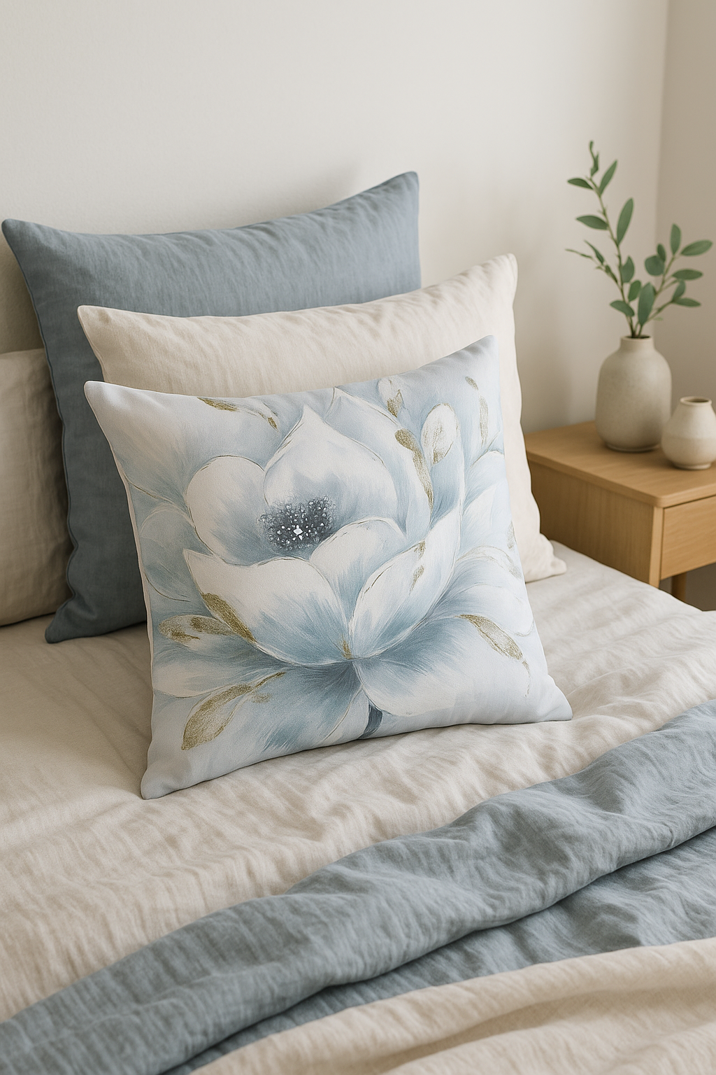 housse de coussin à motif floral ginkgo pour salon et chambre - vue 2 sur 2