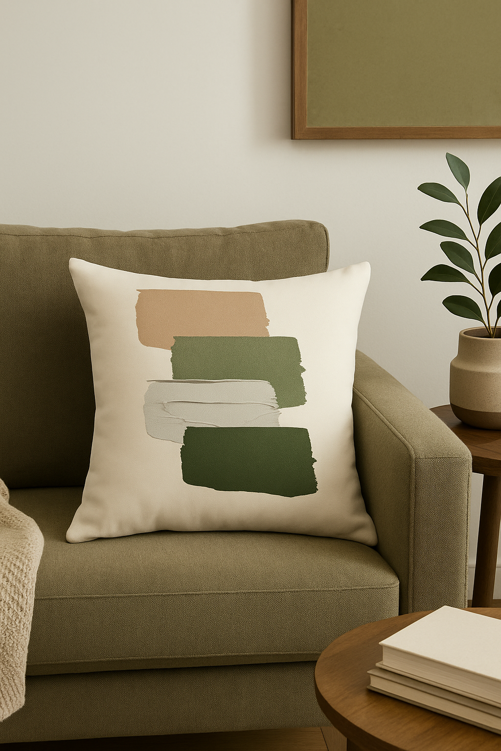 housse de coussin à motif floral vert abstrait imprimé
