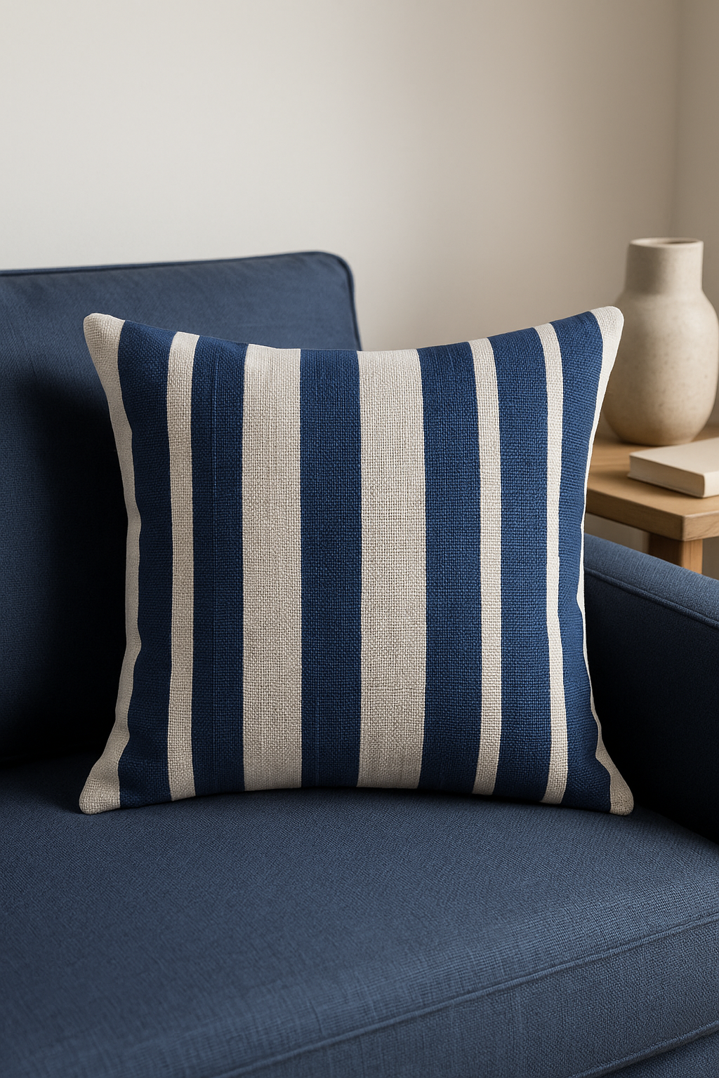 housse de coussin à motif géométrique bleu foncé pour décoration intérieure