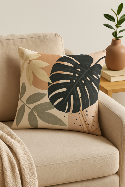 housse de coussin abstraite art plant 45x45 cm - vue 2 sur 2