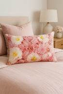housse de coussin arc-en-ciel à fleurs rouges et roses